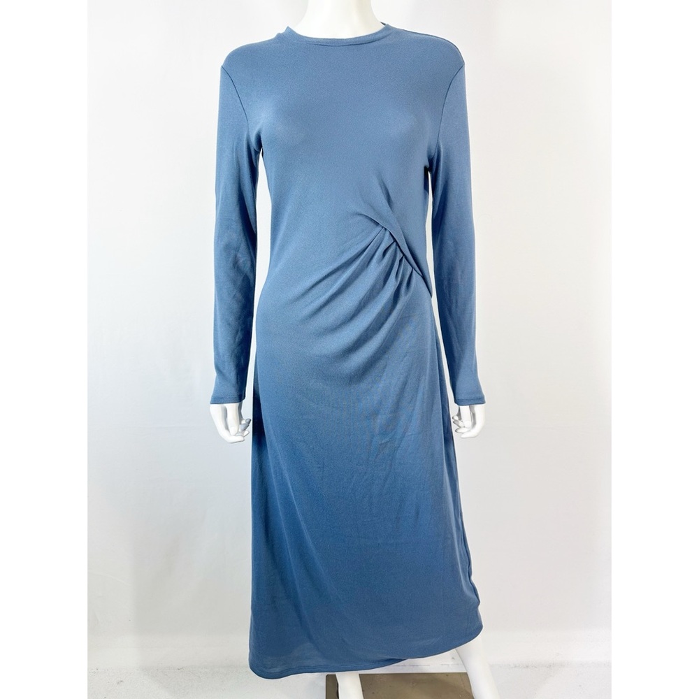 The Primark Edit Blue Front Twist Dress Size M Long Sleeve Casual Modest NEW